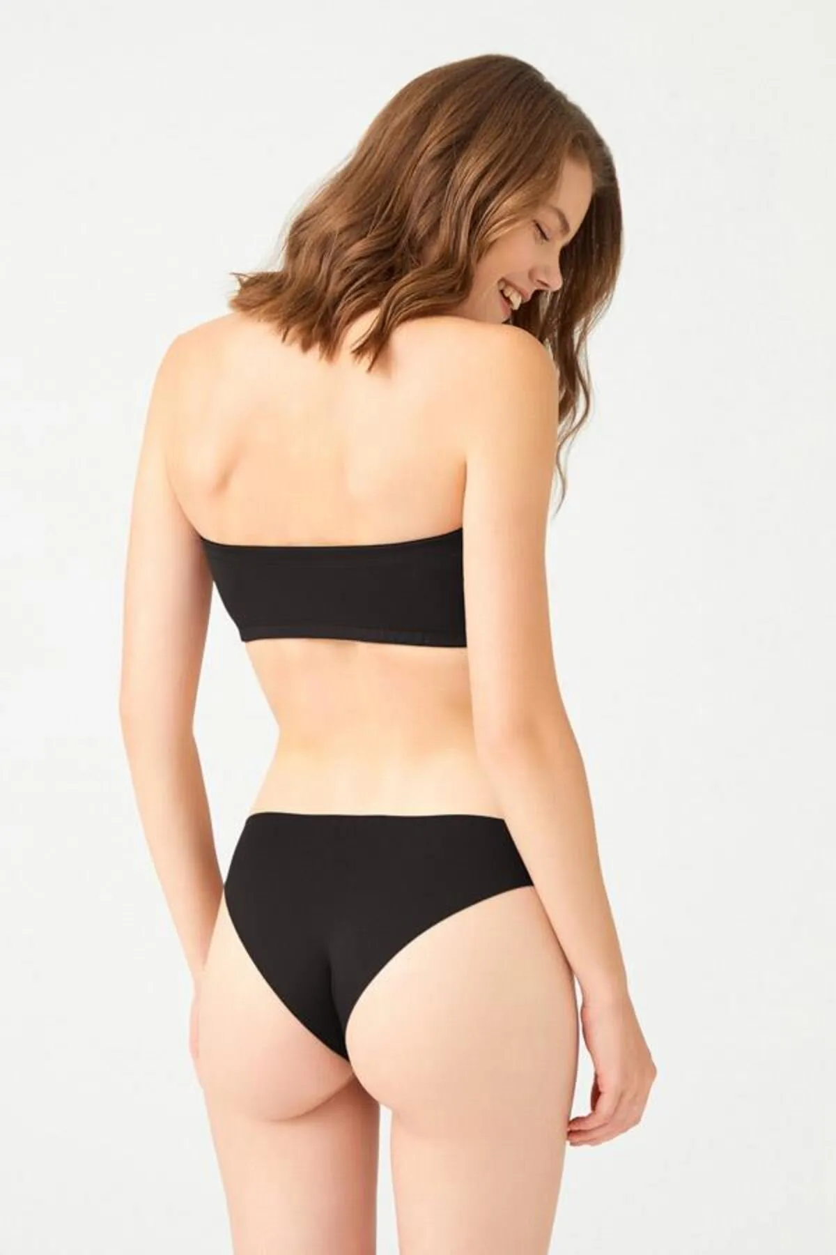Cottonhill  Schwarzes trägerloses Crop-Top-Bustier