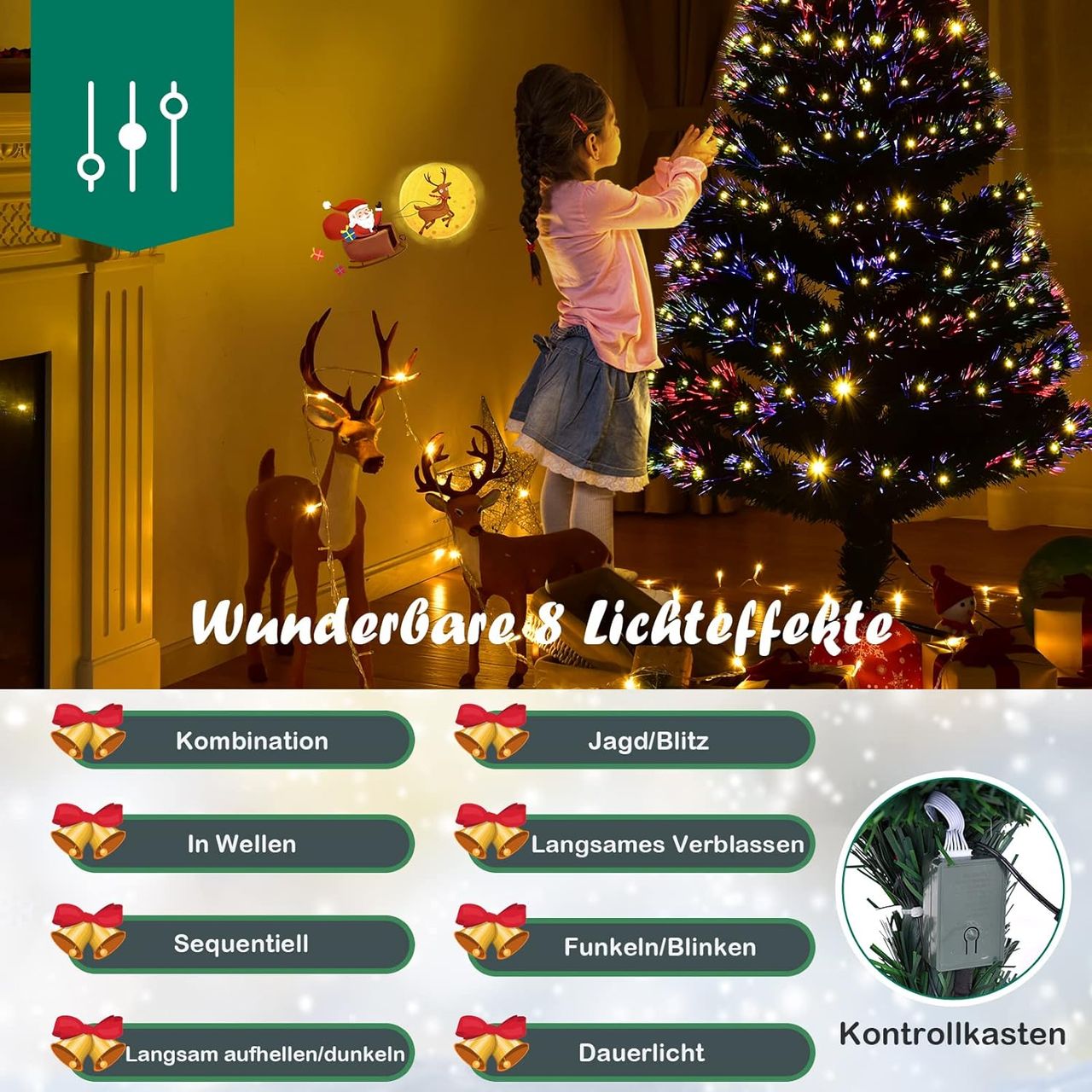 Costway 150 Künstlicher Weihnachtsbaum LED, 8 Blink-Modi
