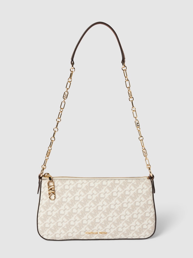 Handtasche mit Label-Applikation Modell 'EMPIRE' in ecru