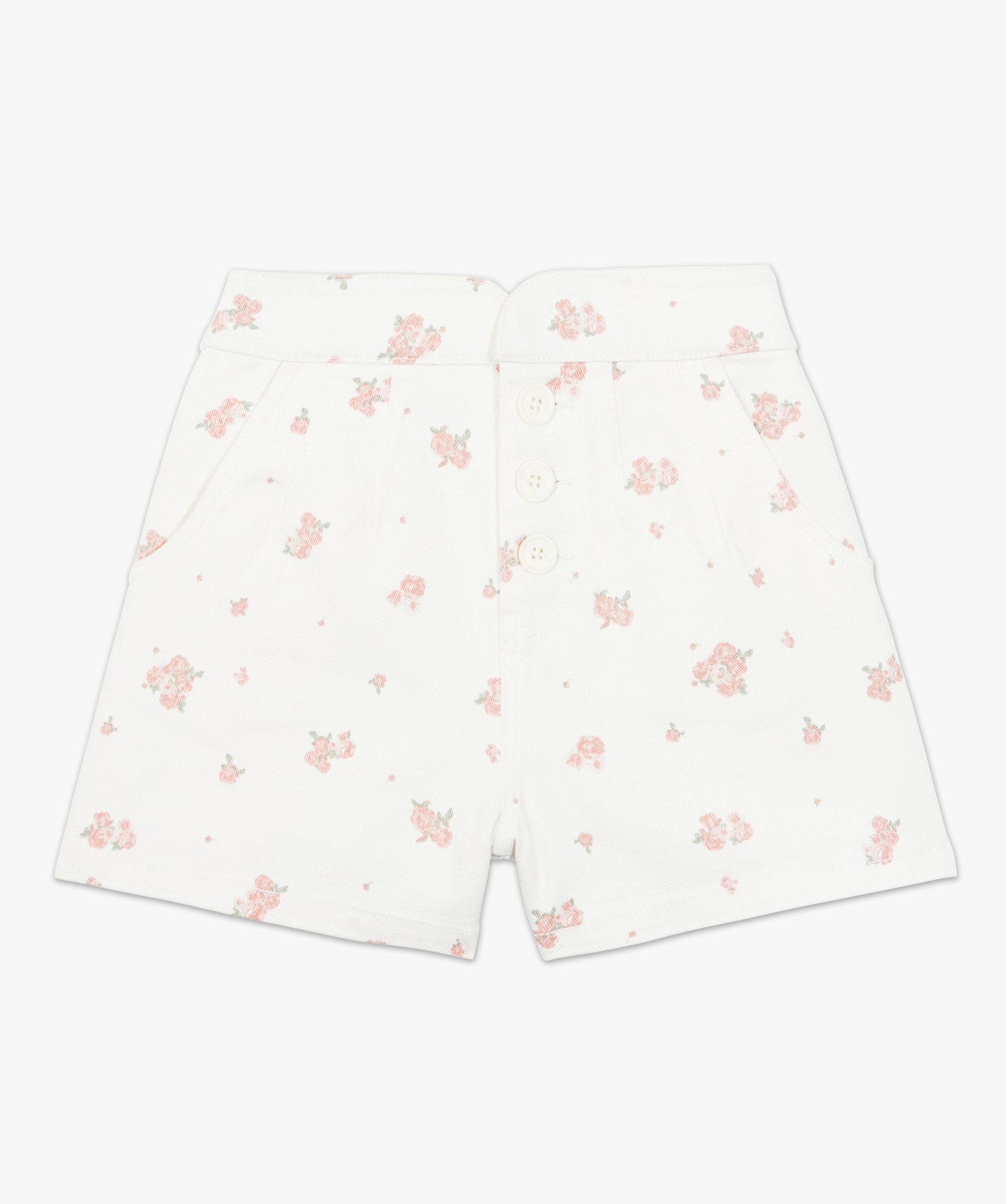 Short femme taille haute à motifs fleuris ecru | GEMO