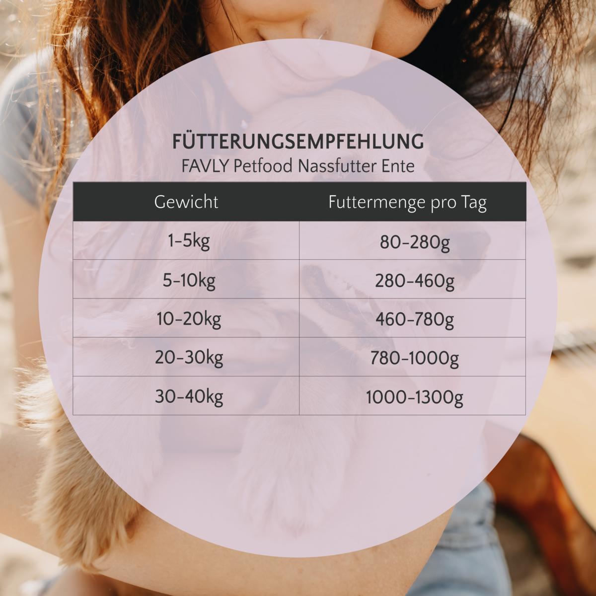 FAVLY Petfood Hundenassfutter FAVLY Petfood Nassfutter Ente mit Hirse & Spinat 24x400 g