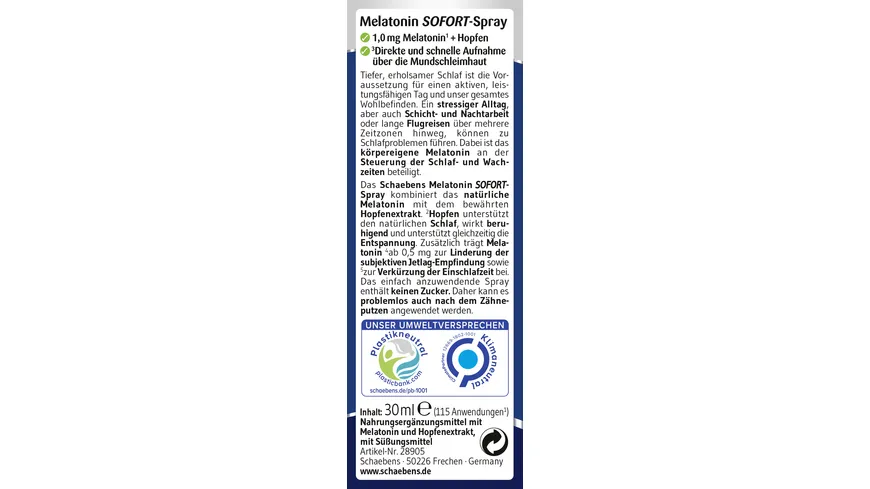 Schaebens Melatonin SOFORT-SPRAY 30 ml