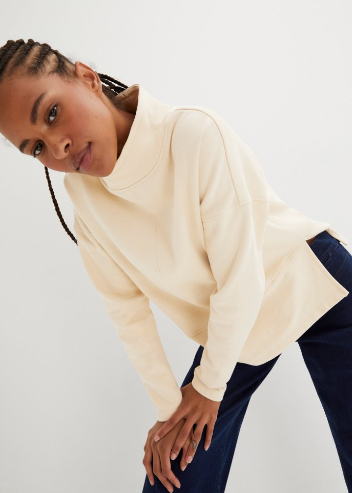Sweatshirt mit Stehkragen aus Bio - Baumwolle