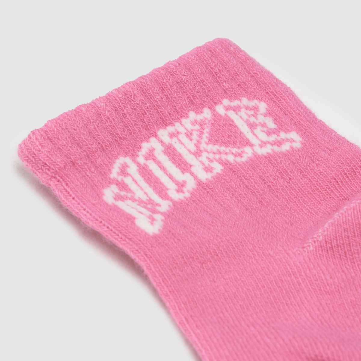 Nike rosa flerfärgade swoosh-strumpor för barn, 3-pack
