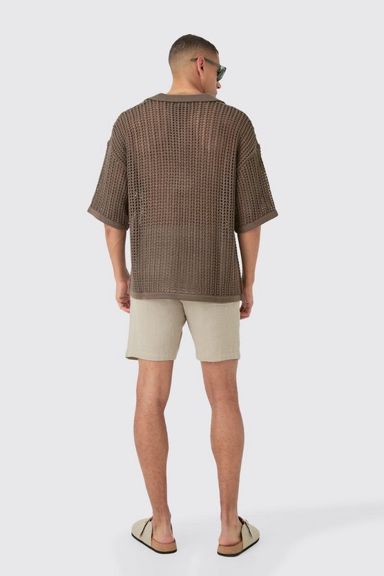 Oversize Strick-Poloshirt