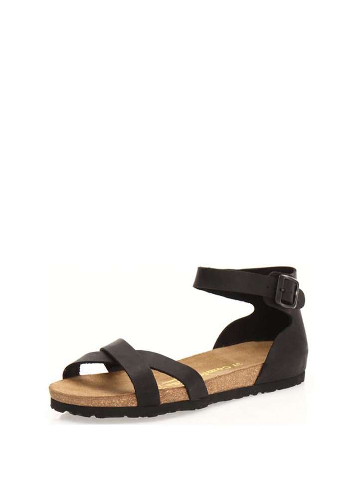Comfortfusse Leder-Sandalen in Schwarz günstig kaufen