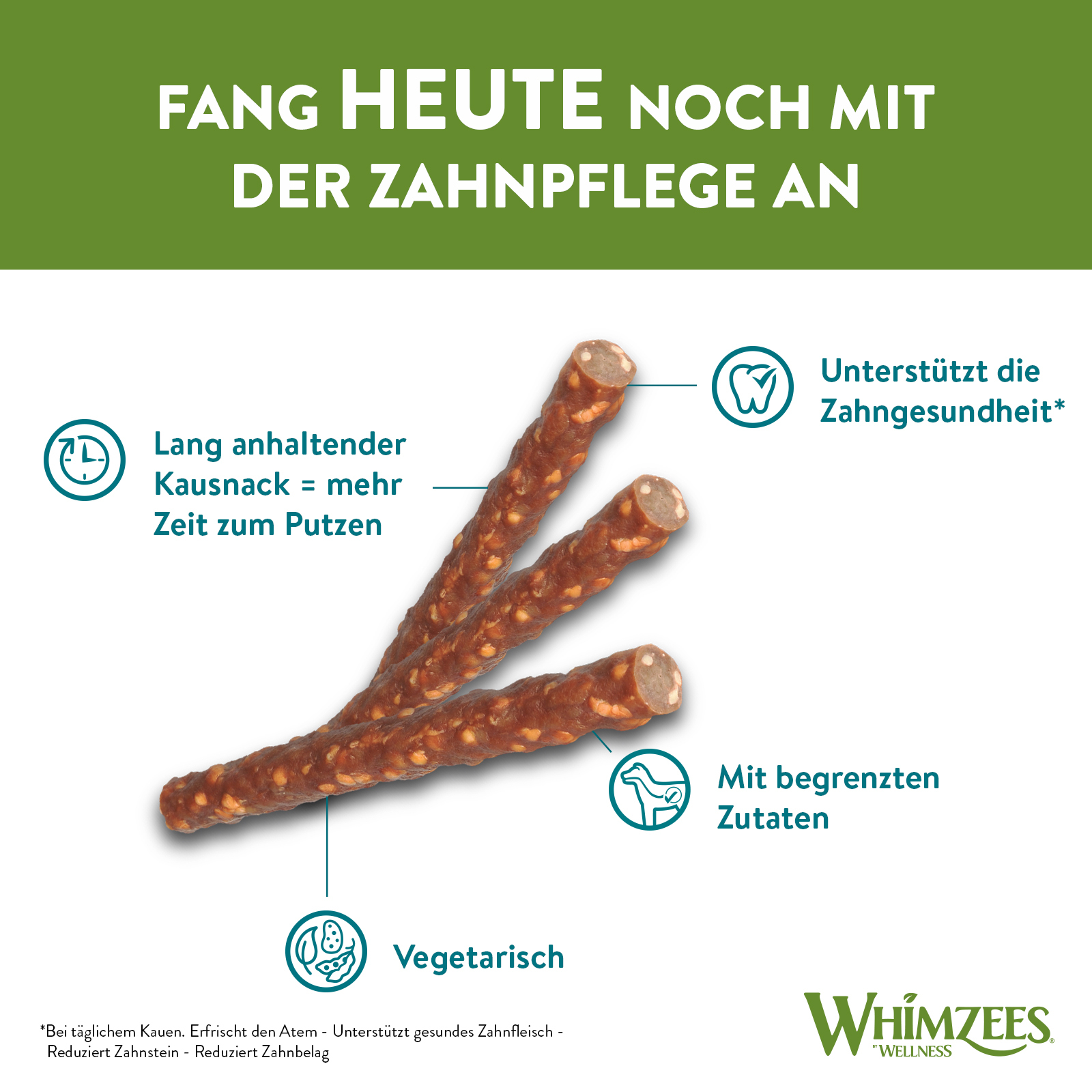 WHIMZEES Snacks WHIMZEES Zahnpflegesnacks Veggie Sausage Klein 24+4 Stück