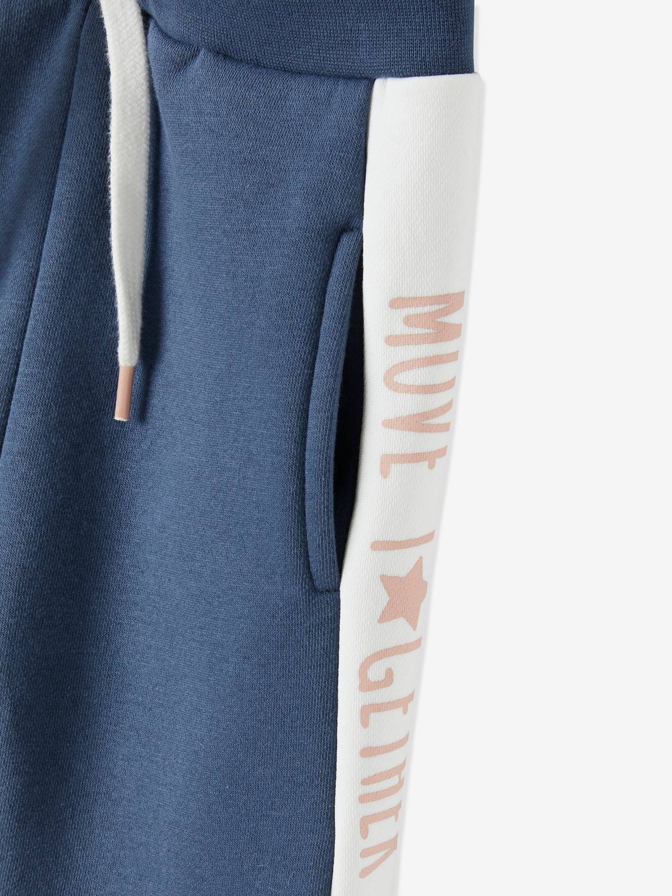 Pantalon jogging fille avec bandes côtés gris