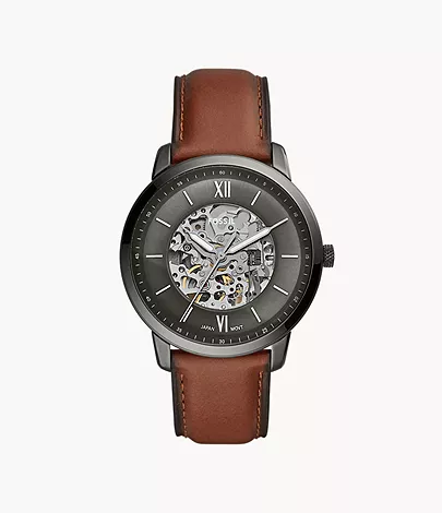 Fossil Herrenuhr Neutra Automatik Leder Rotbraun