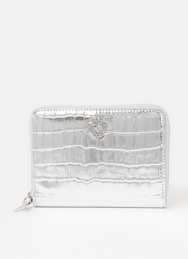 Maje Leather wallet with metallic finish and croc texture