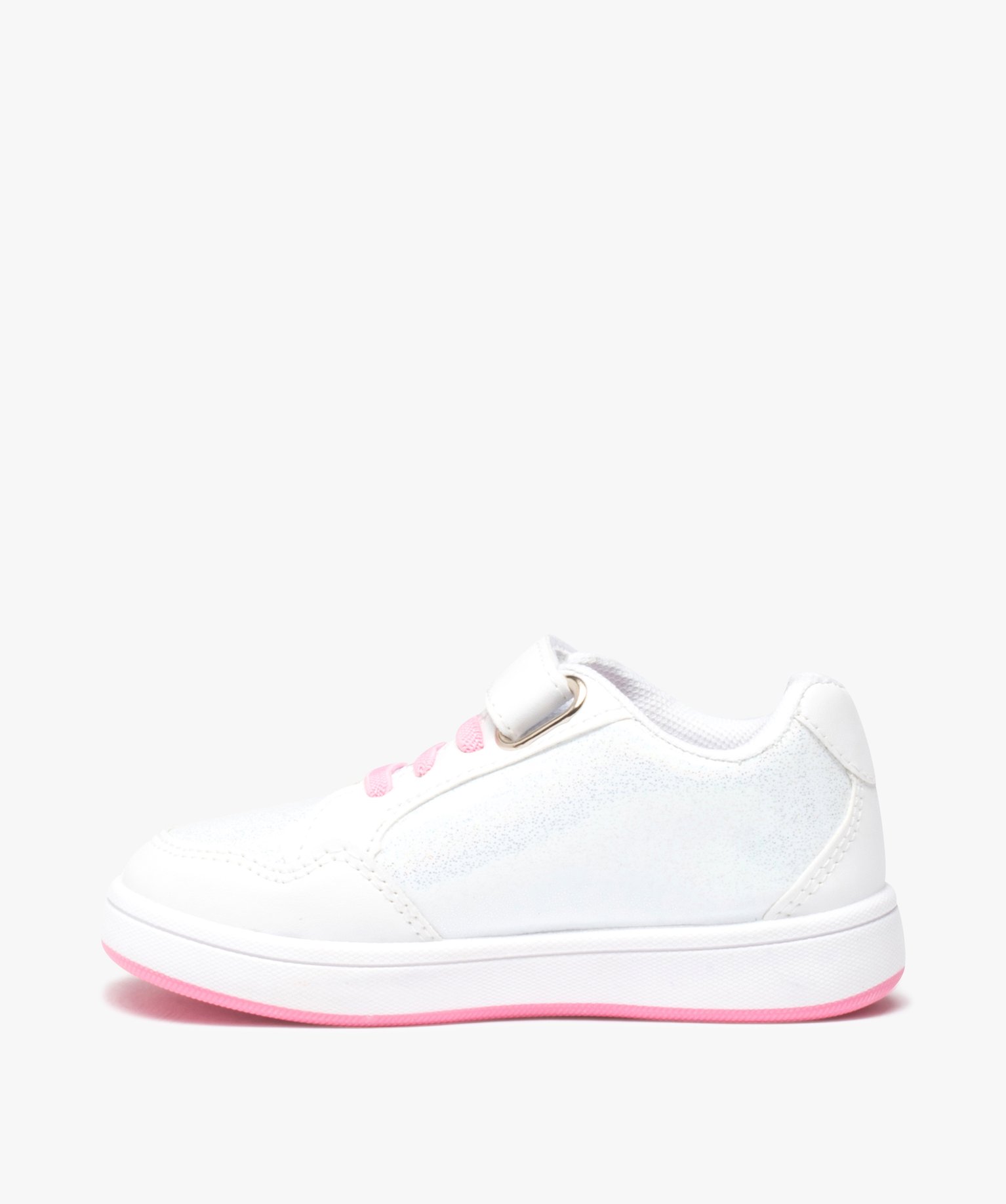 Baskets fille pailletées à scratch et à lacets - Barbie blanc | GEMO