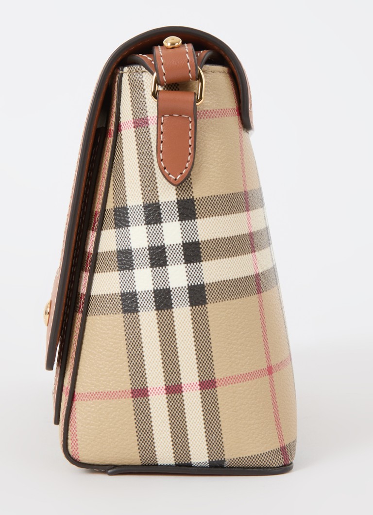 Burberry Note -keskikokoinen olkalaukku vasikannahkaisilla yksityiskohdilla