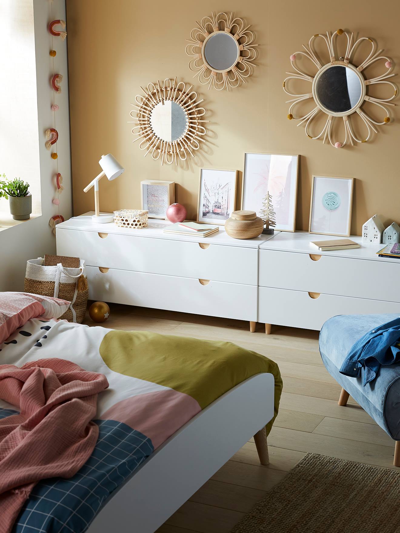Vertbaudet Niedrige Kinderzimmer Kommode SMILE, 2 Schubladen - weiß