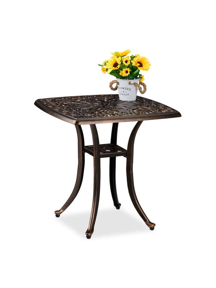 relaxdays Gartentisch in Schwarz/ Bronze - (B)53,5 x (H)53 x (T)53,5 cm günstig kaufen onesize