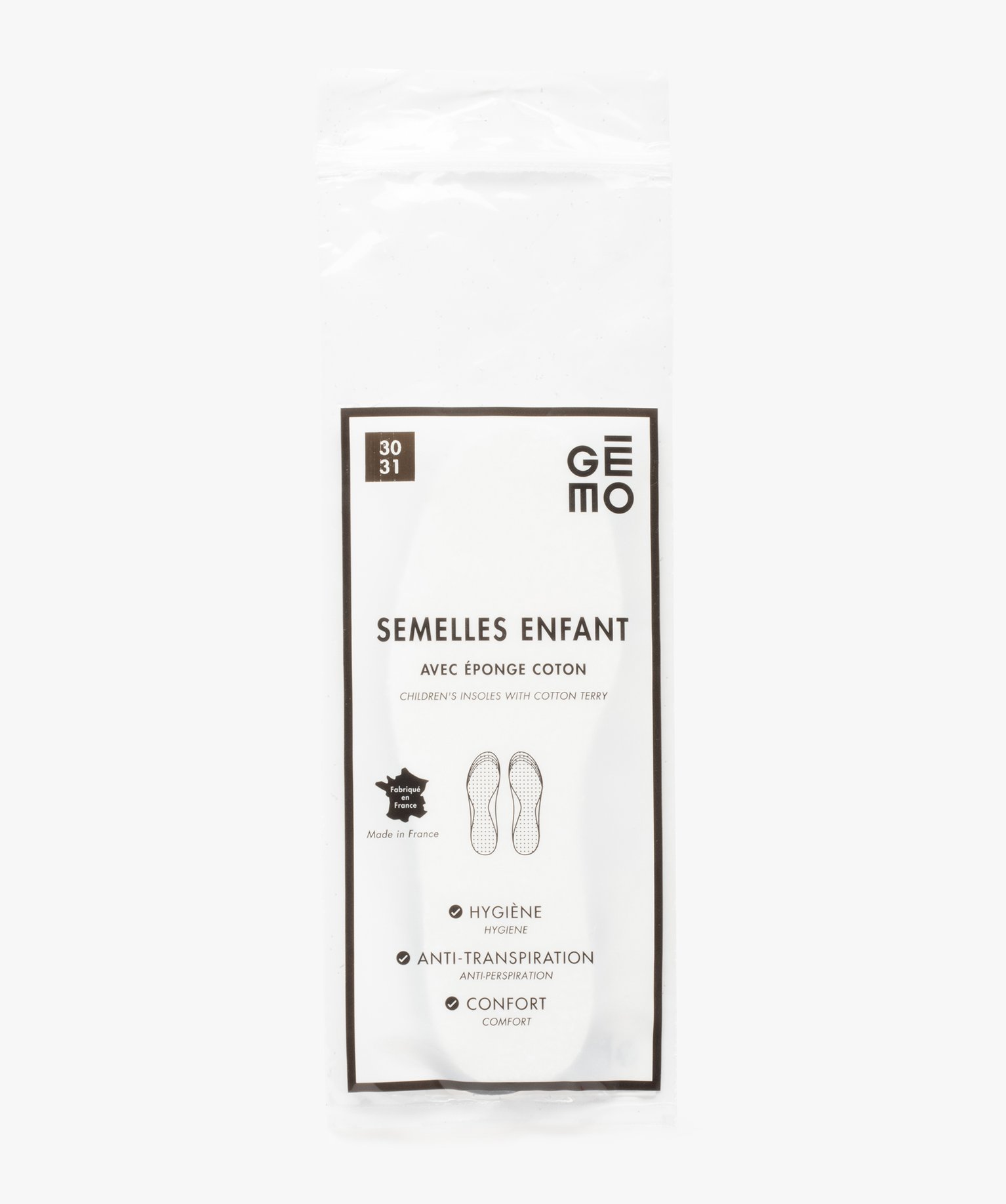 Semelles enfant en coton éponge - du 18/19 au 32/33 blanc | GEMO