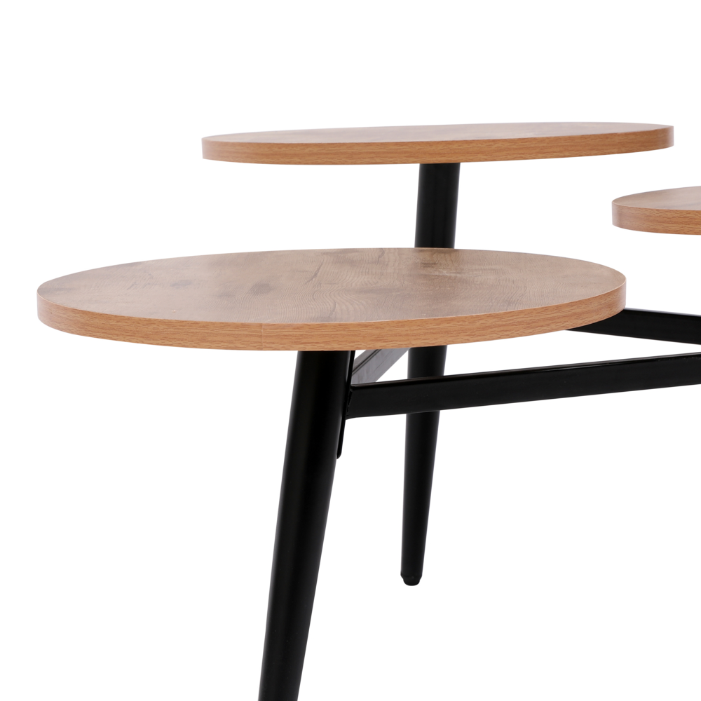 Happy Home Couchtisch 3tlg. Satztisch Beistelltisch aus Metall HWT49-HOL Holz schwarz