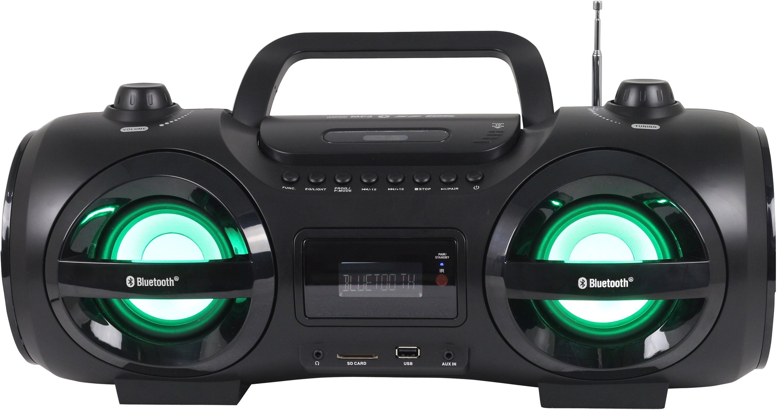 Reflexion CDR900BT Boombox (200 W, Tragbarer CD-Player, Ghettoblaster, Discolicht mit blinkender Modi-Auswahl, Bluetooth, MP3, CD, USB, SD, AUX-IN)