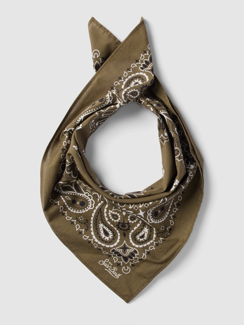 Schal mit Label-Print Modell 'FOULARD' in olivgrün