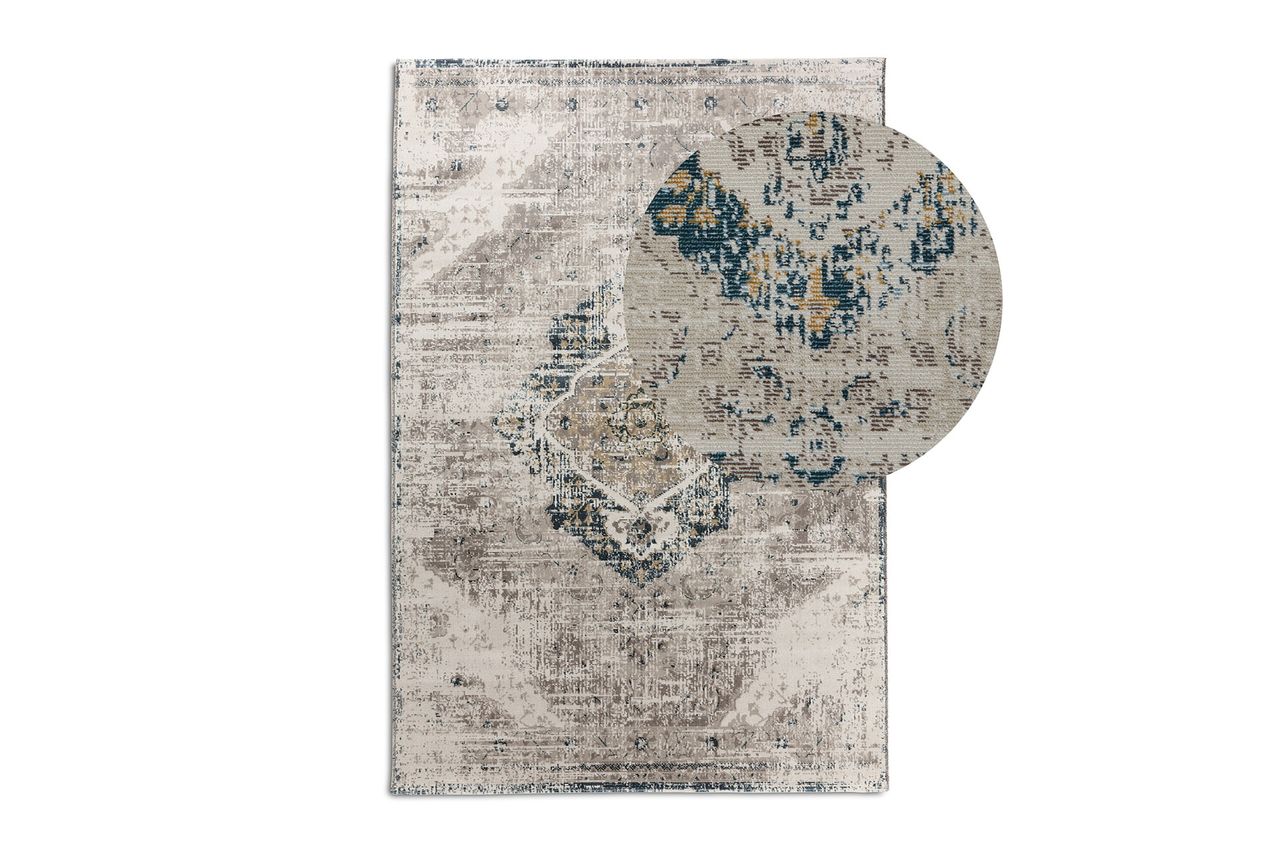 Lifa Living Vintage Teppich - Aqua Dinh - Beige/Dunkelblau