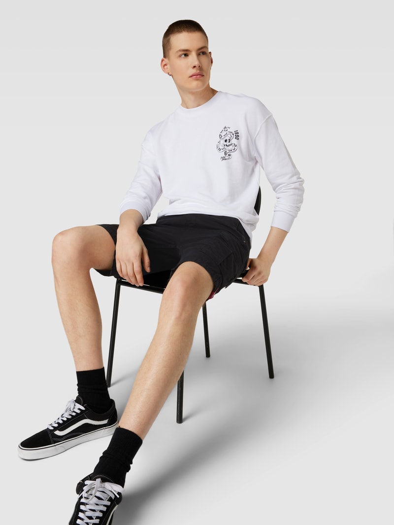 Bermudas aus Baumwolle mit Label-Details Modell 'RIBSTOP' in schwarz