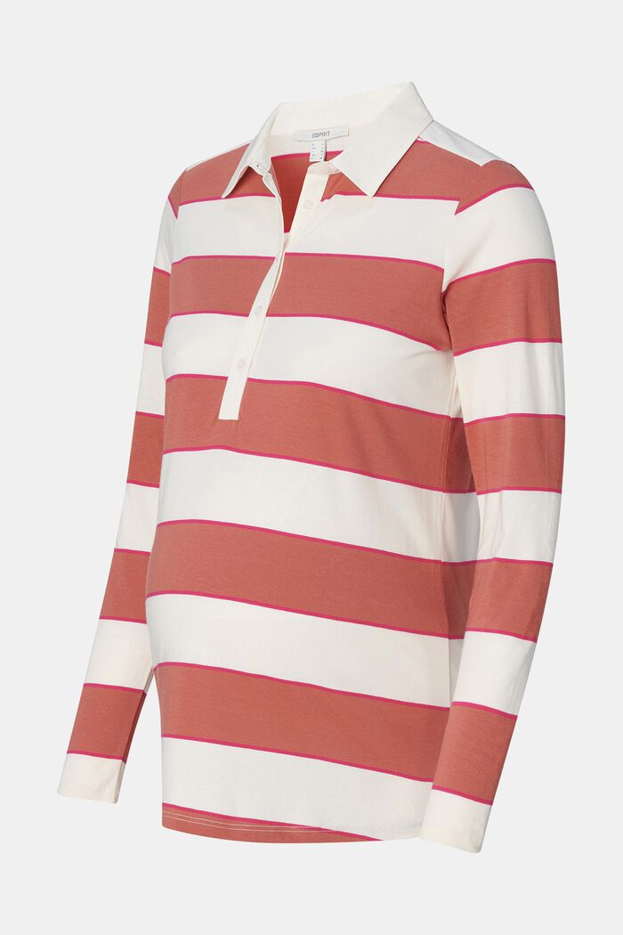 Streifen-T-Shirt mit Polokragen und Stillfunktion