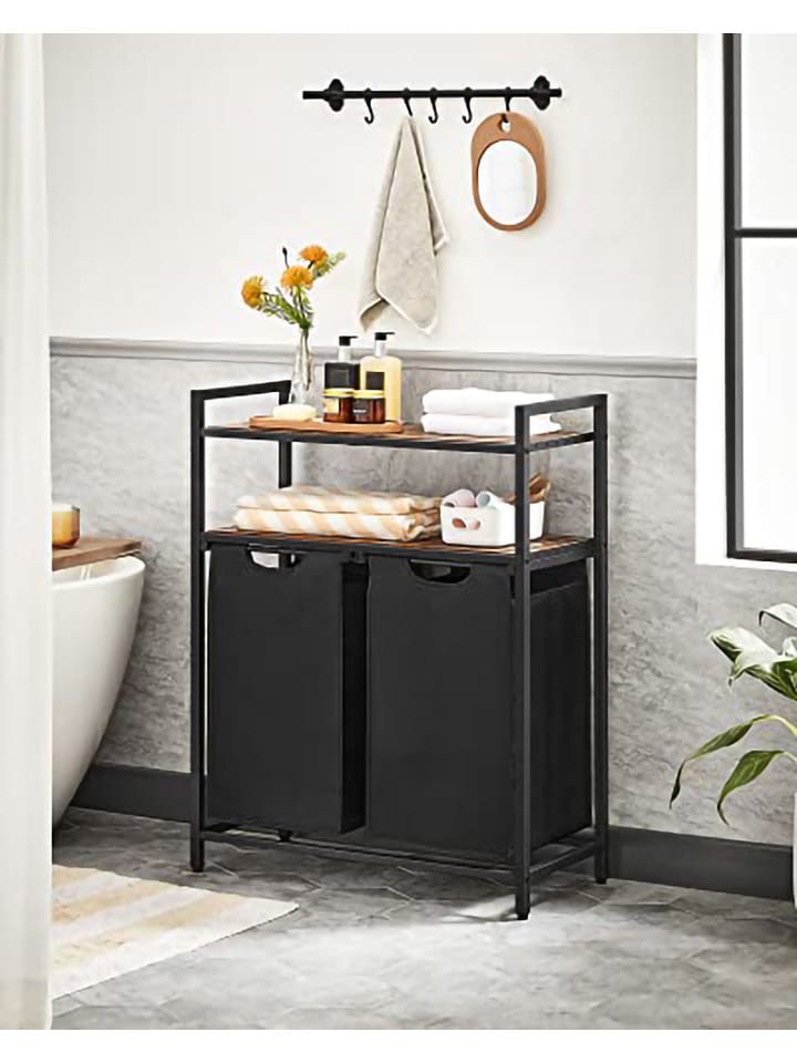 Songmics Wäschekorb in Schwarz/ Braun - (B)73 x (H)91 x (T)33 cm günstig kaufen onesize