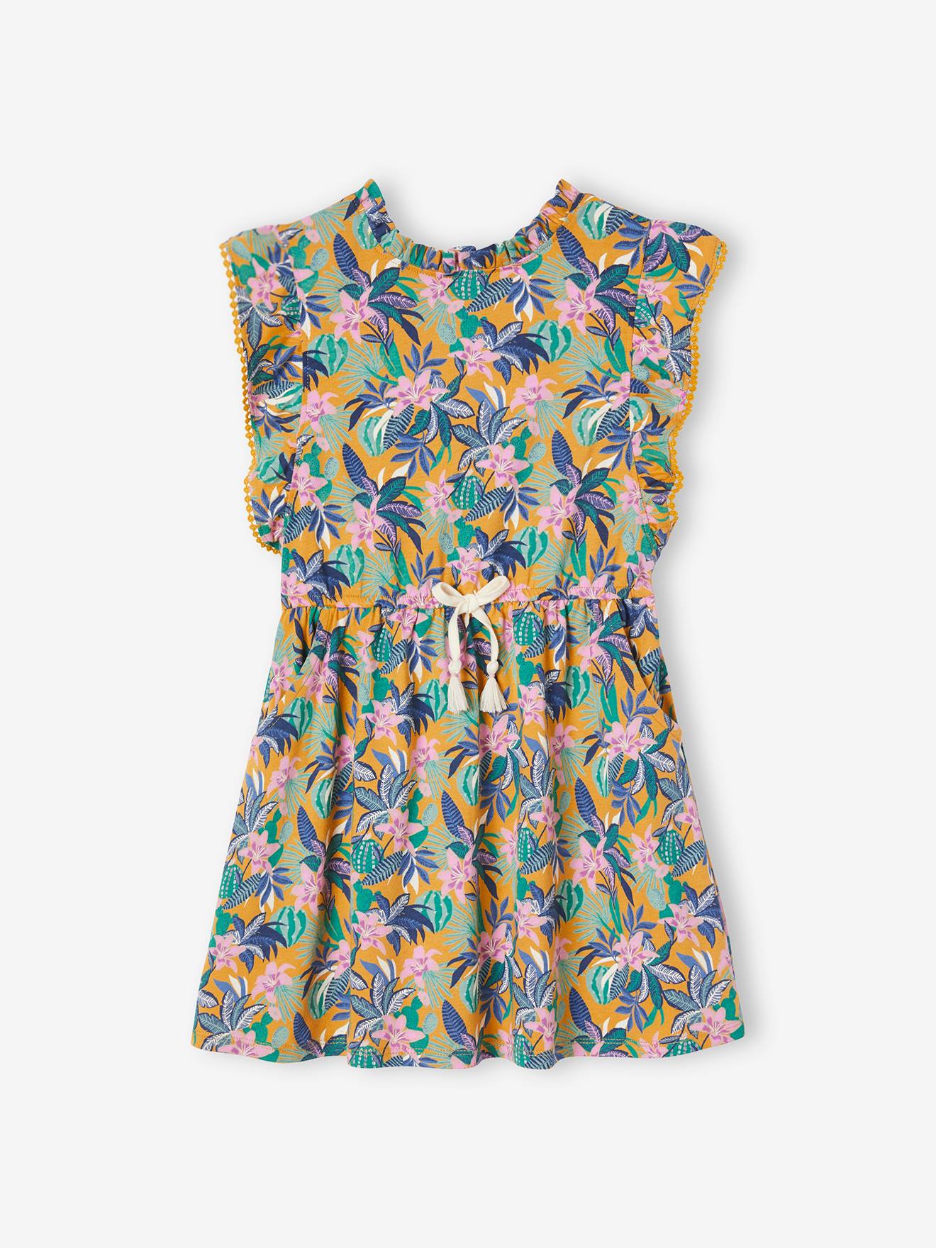 Vertbaudet Mädchen Volantkleid - senfgelb