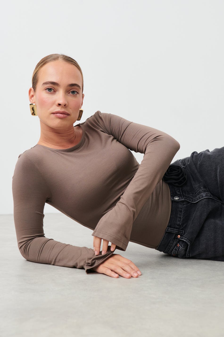 Soft touch crew neck top