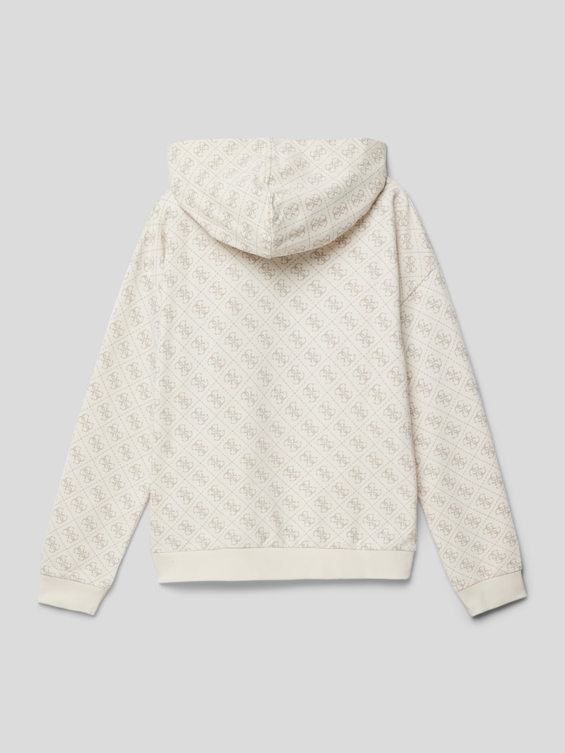 Hoodie mit Allover-Label-Print in stein