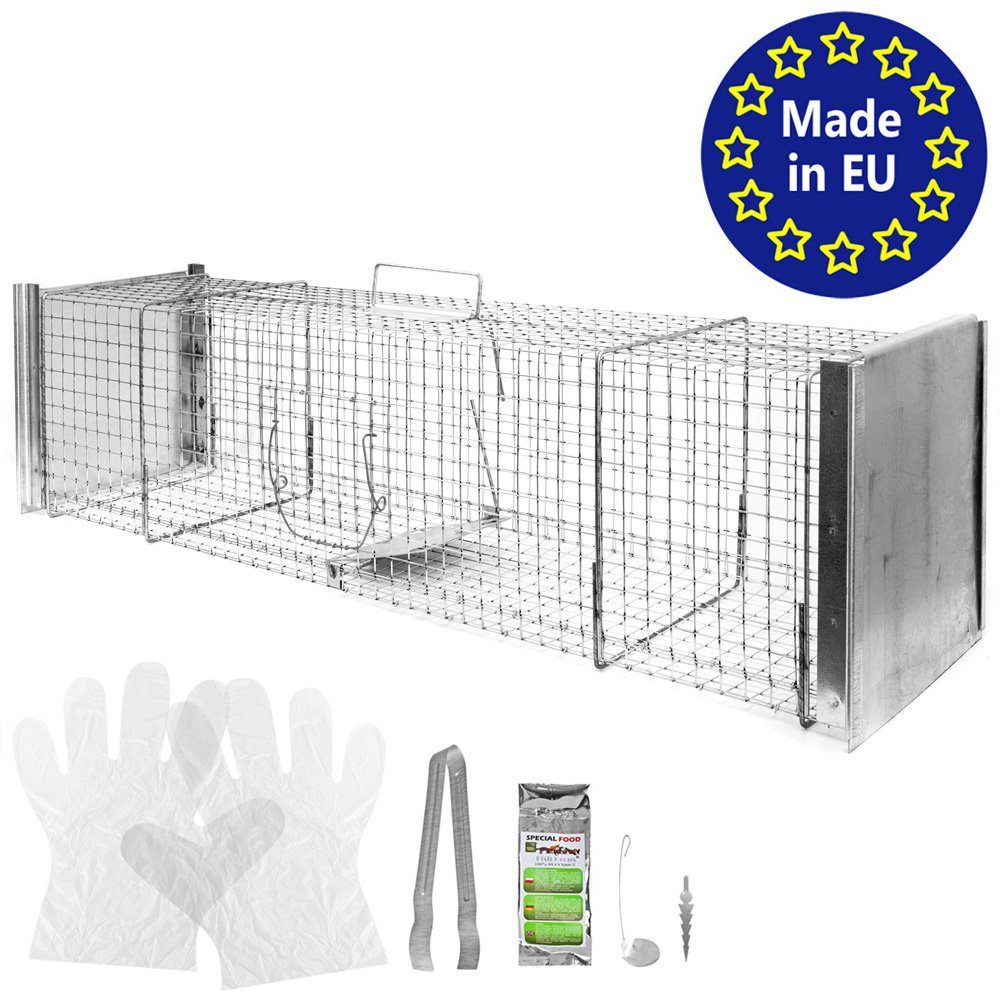 Petigi Köderbox Marderfalle Tierfalle Fuchsfalle Katze Lebendfalle Waschbär 120x31x29