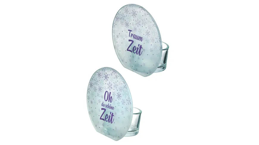 GILDE Glas Teelichthalter Weisheit Schöne Zeit ⌀10cm lila