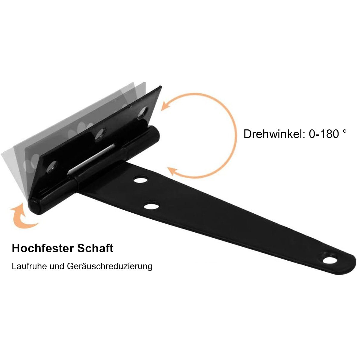 götäzer Möbelbeschlag 10er-Pack 4-Zoll-T-Scharnier-Türscharniere (1 St), Schwarzes, schmiedeeisernes Rostschutzband, 60 schwarze Schrauben