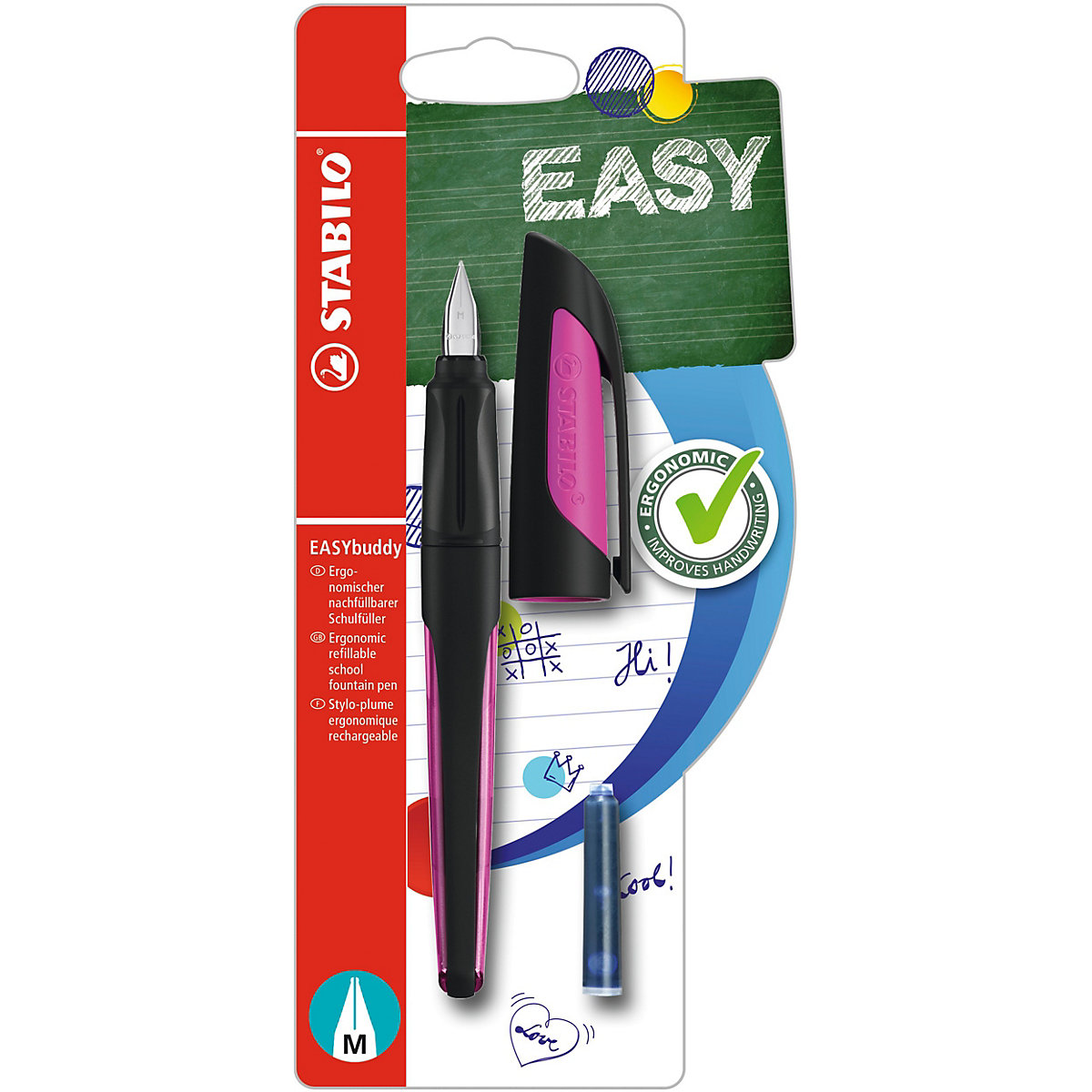Schulfüller EASYbuddy M-Feder schwarz/magenta