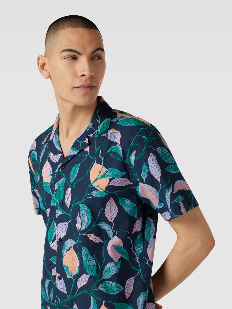 Freizeithemd mit Allover-Motiv-Print in marineblau