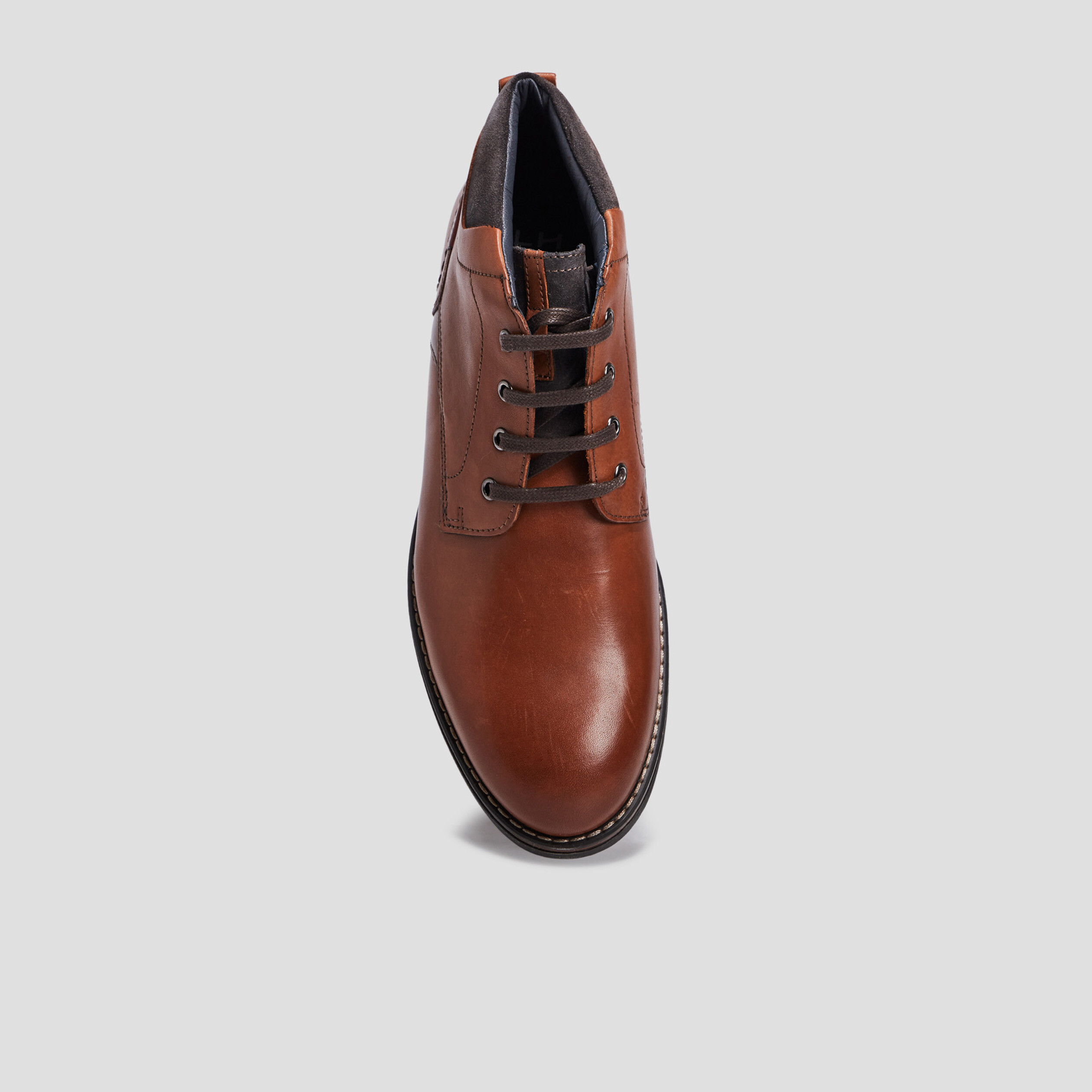 Bottines à lacets en cuir marron homme | La Halle