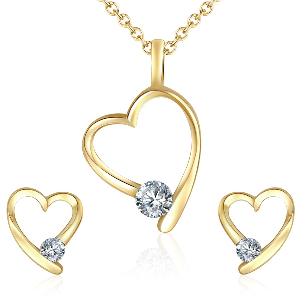 Rafaela Donata Ensemble de cristaux Swarovski Coeur Laiton Orné de cristaux Swarovski en Or jaun Bijoux