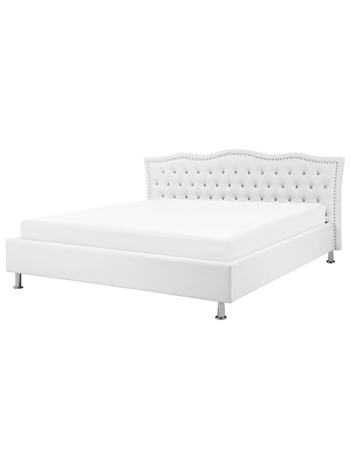Beliani Doppelbett METZ in Weiß/Silber - (W) 212 x (H) 103 x (L) 215 cm günstig kaufen onesize