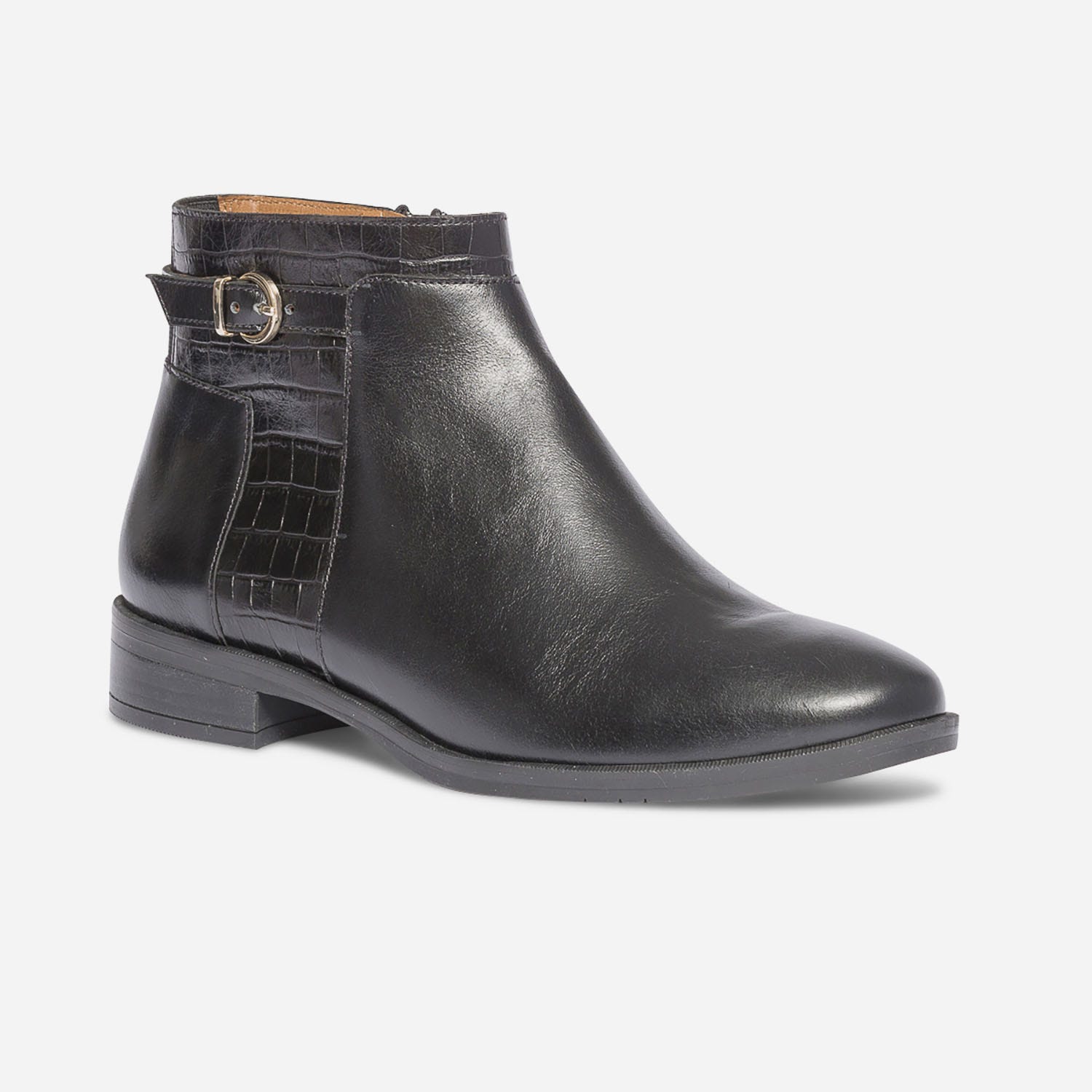 Boots ERAM FLEX noir en cuir avec effet croco