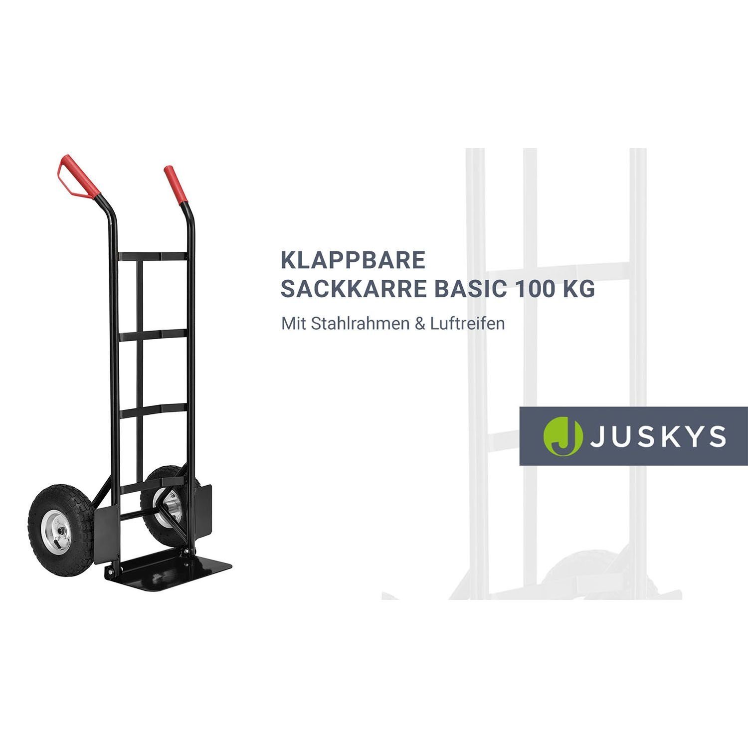 Juskys Sackkarre Basic, klappbar, mit großen Luftreifen und massivem Stahlrahmen, bis 100 kg