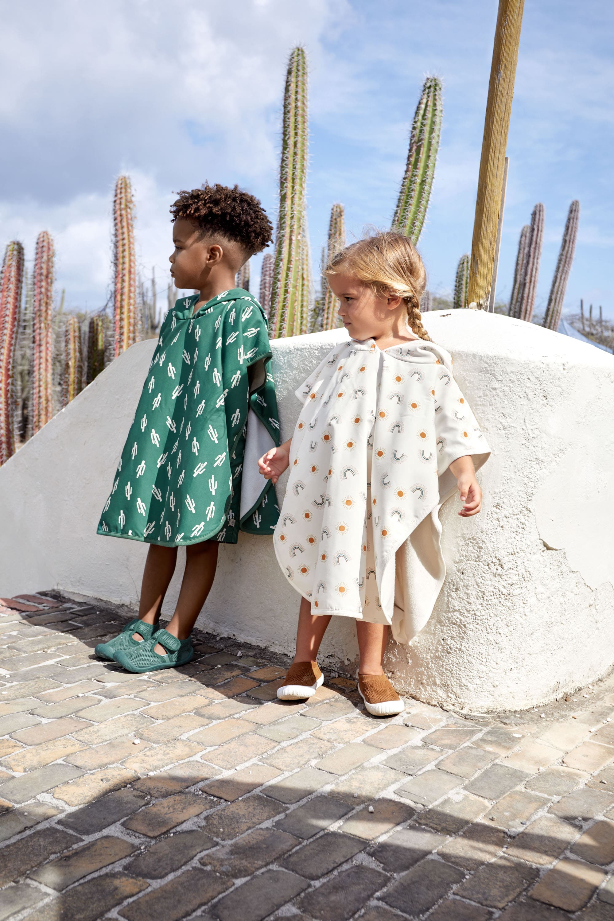 UV Badeponcho Kinder - Kaktus, Grün