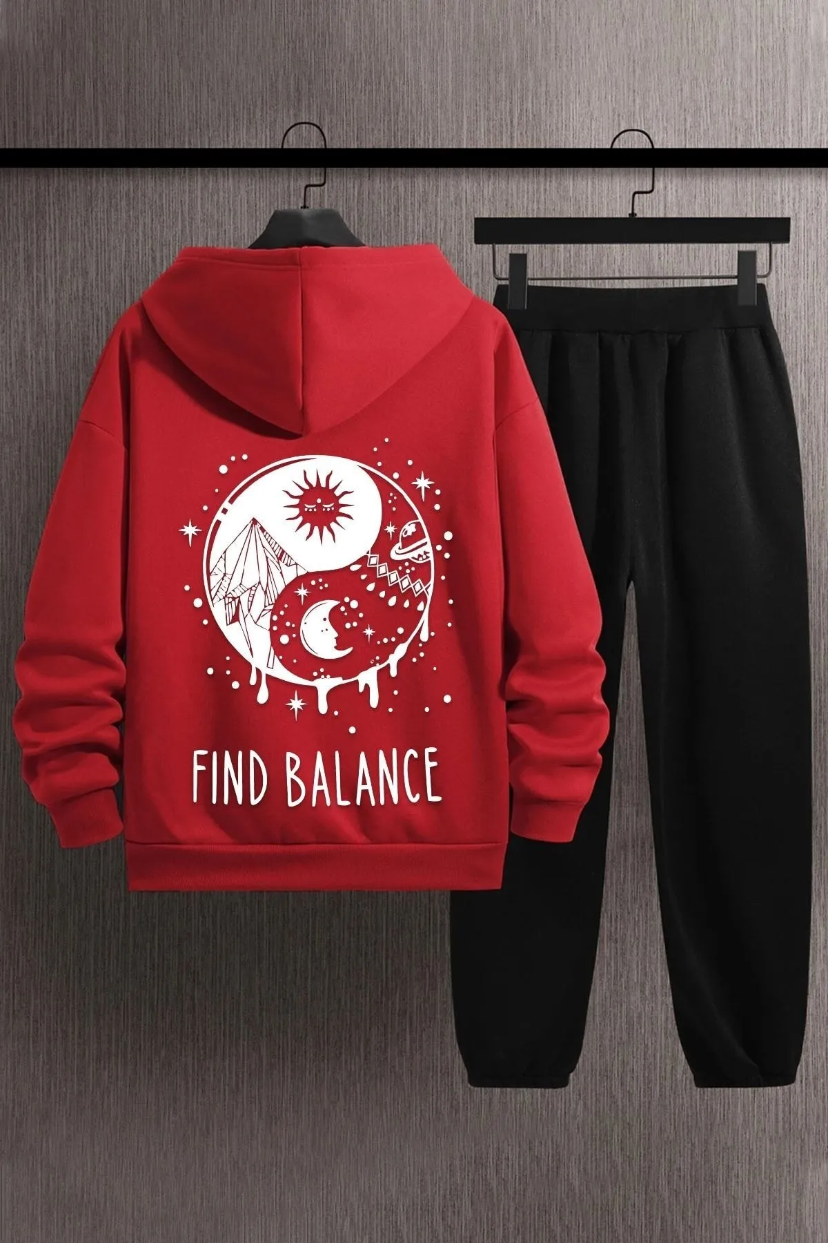 uyguntarz  Unisex-Trainingsanzug-Set mit Yin- und Yang-Aufdruck