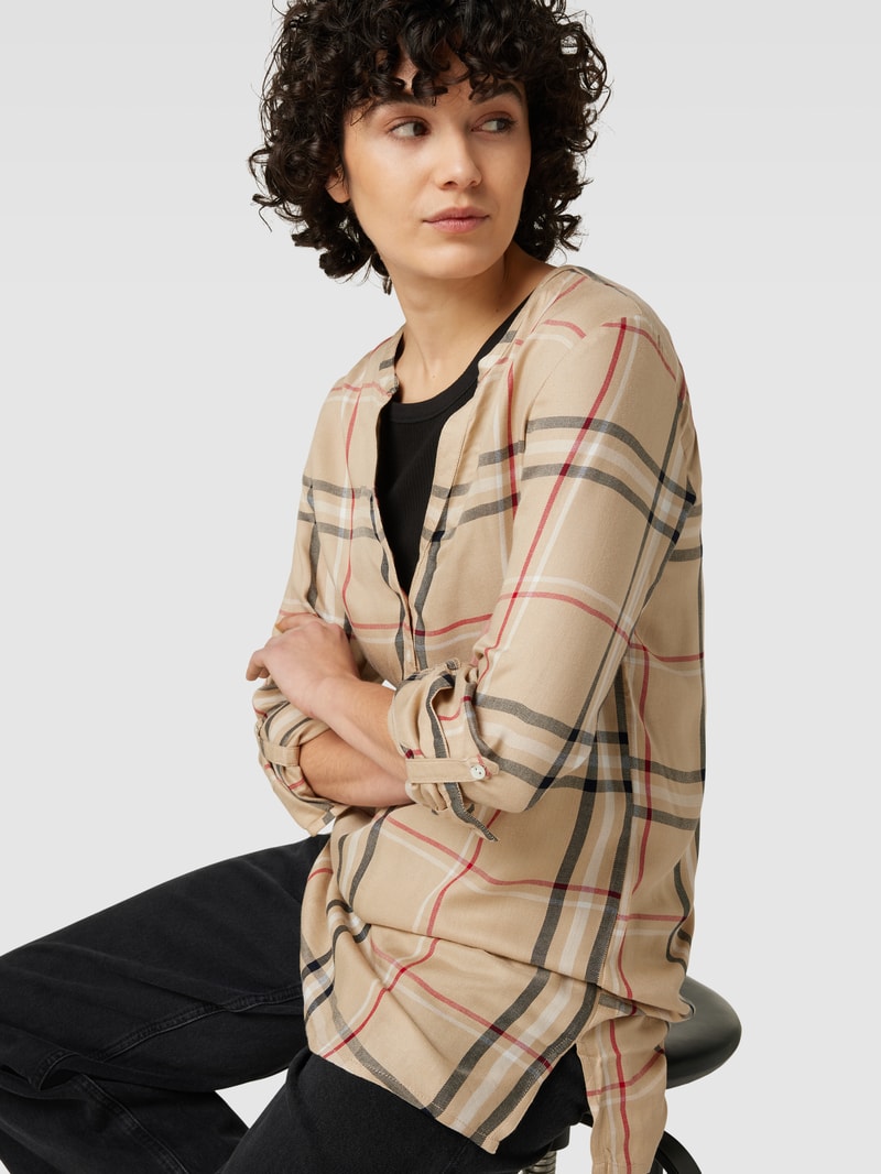 Bluse mit Tunikakragen in beige