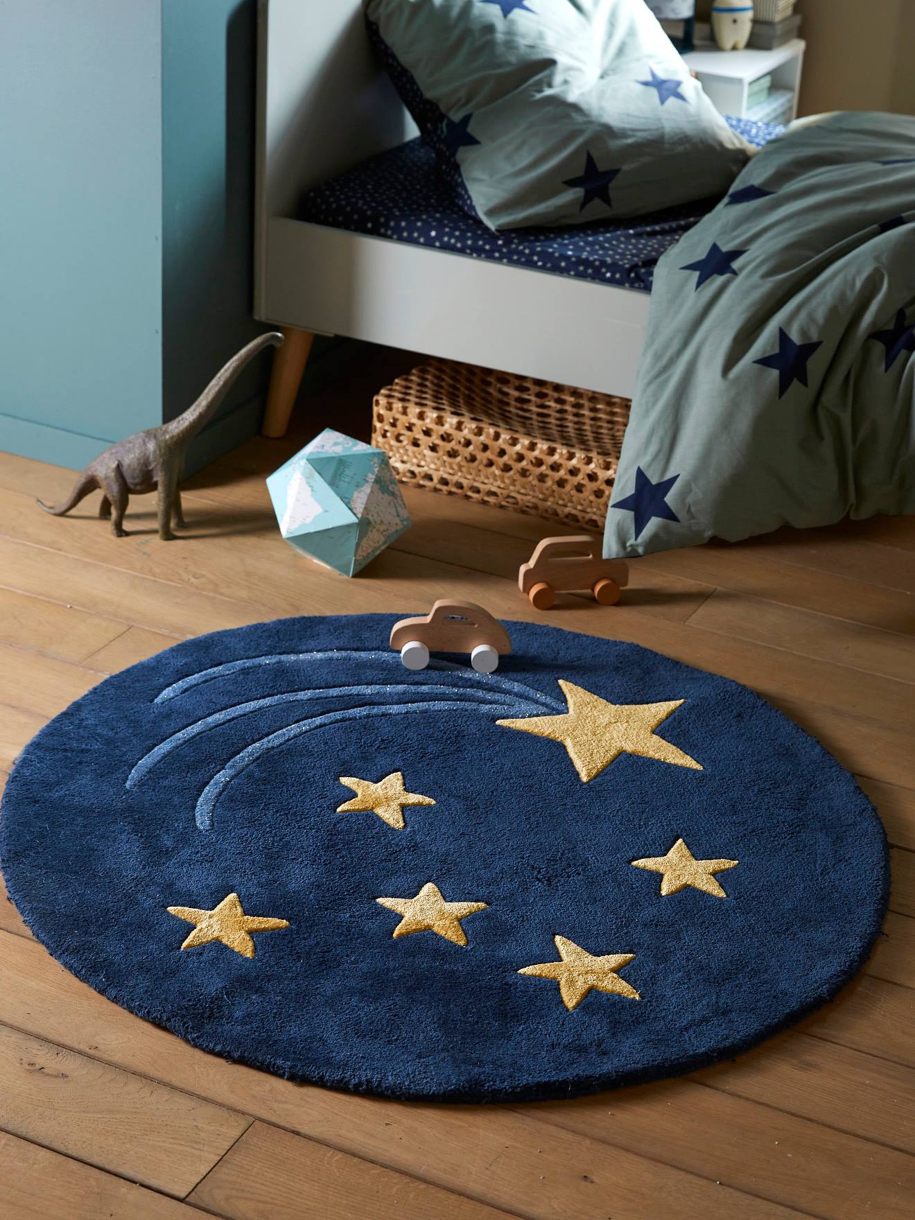 Tapis rond tufté Ciel étoilé bleu