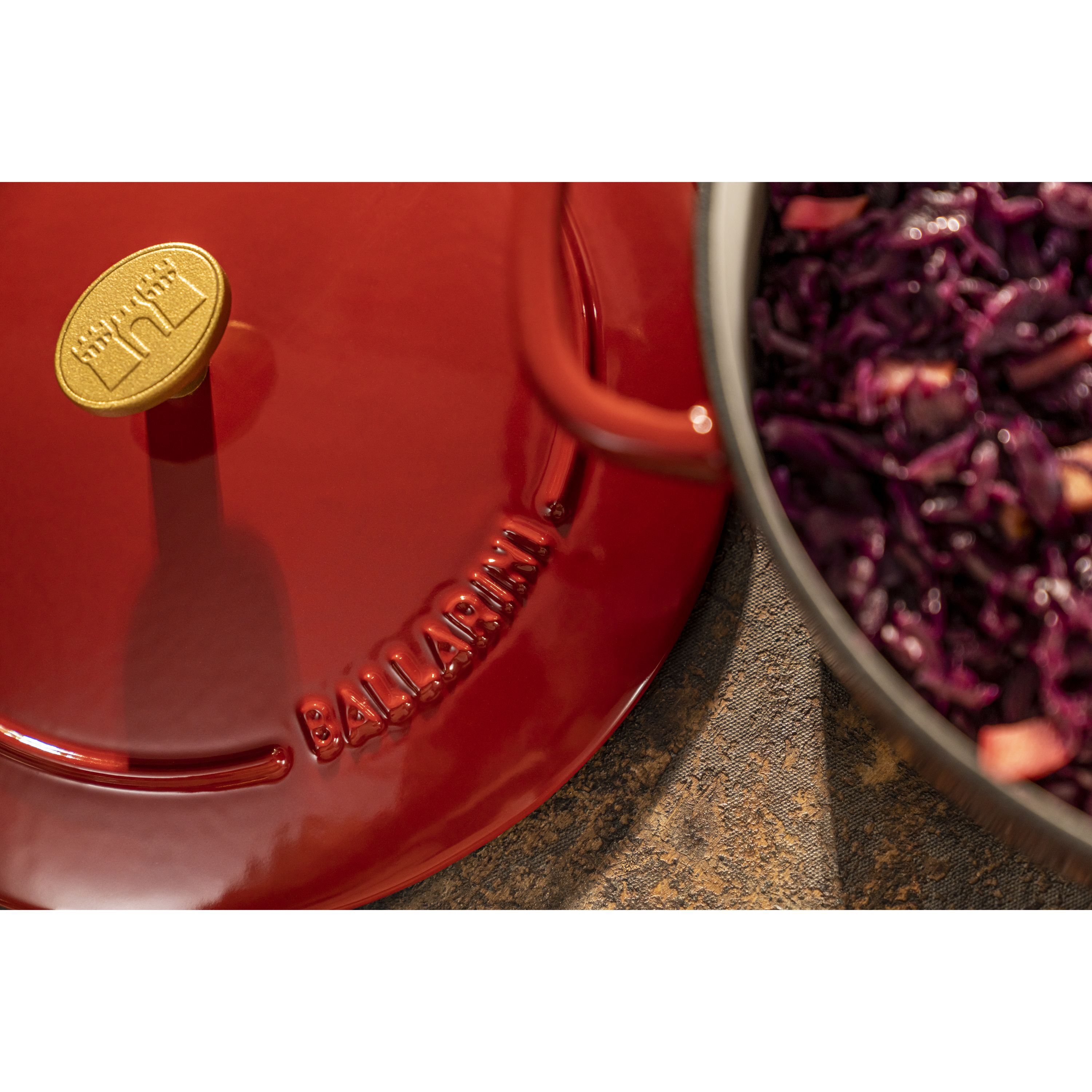 Cocotte 24 cm, rund, Rot, Gusseisen