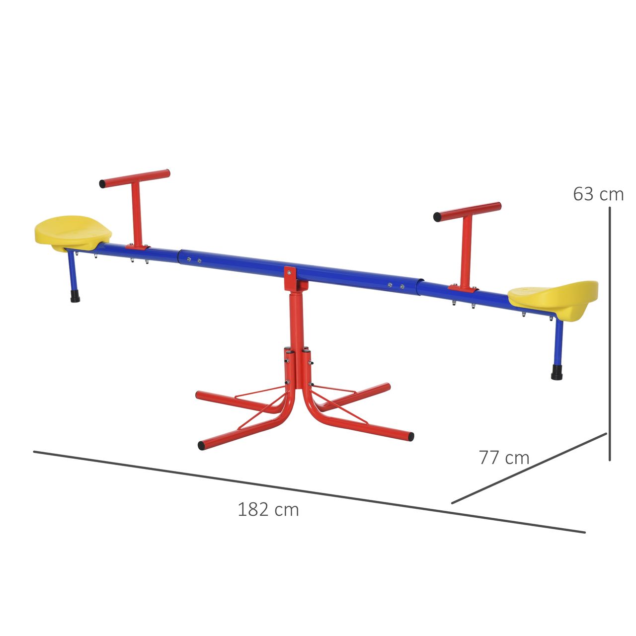 Outsunny Kinder Gartenwippe 360° drehbare Wippe Karussellwippe Metall Mehrfarbig