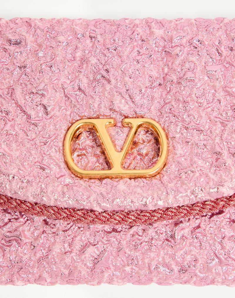 Bolsa de ombro pequena Valentino Garavani Devain em tecido jacquard Cloqué