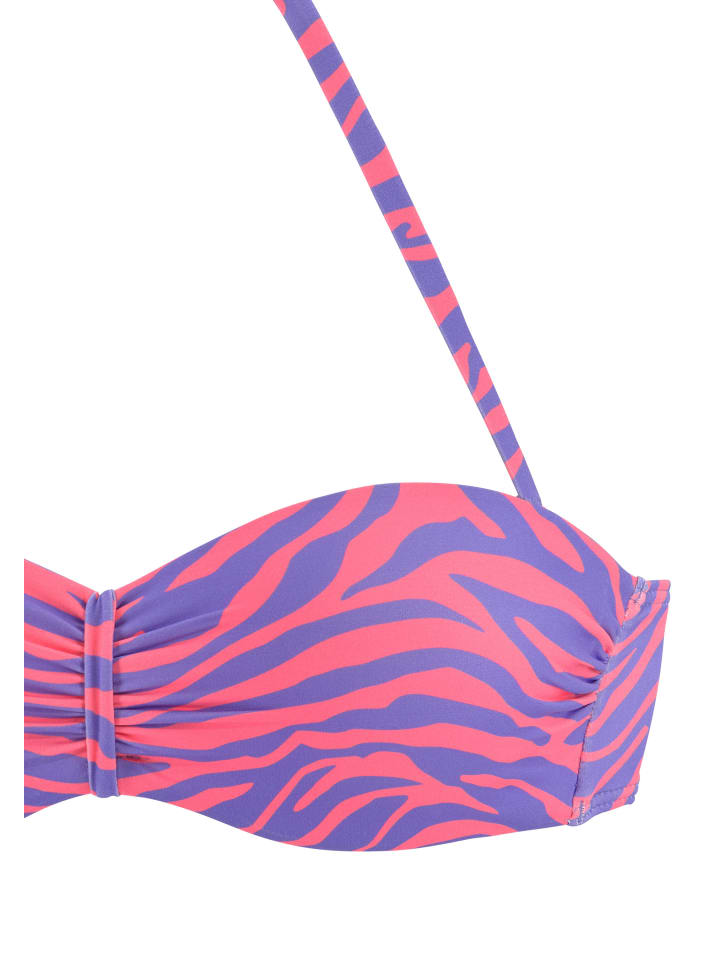 Venice Beach Bügel-Bandeau-Bikini-Top in violett-koralle günstig kaufen