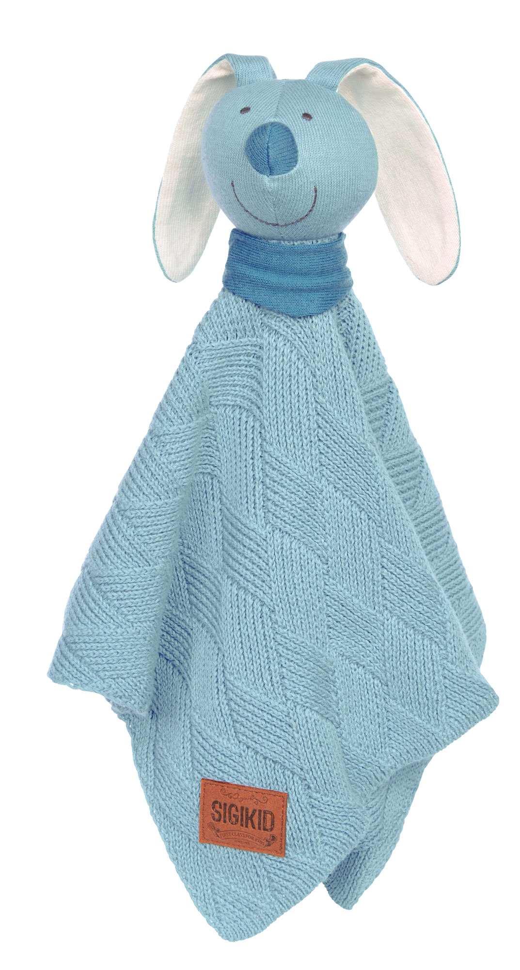 Baby Strick-Schnuffeltuch Hase blau