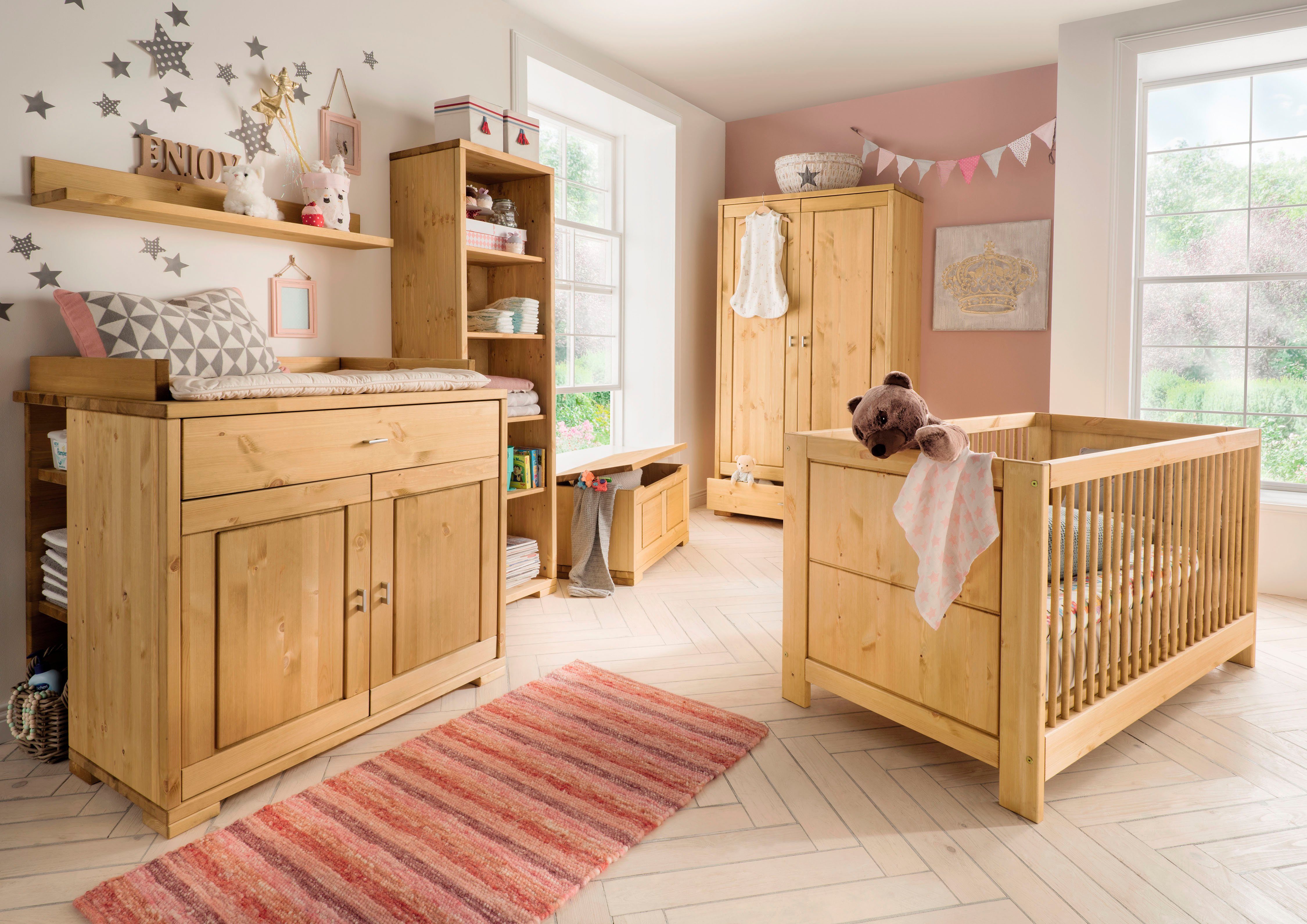 Lüttenhütt Babybett Lüttenhütt Vita, Kinderbett 70x140 cm höhenverstellbar mit Lattenrost + Schlupfsprossen