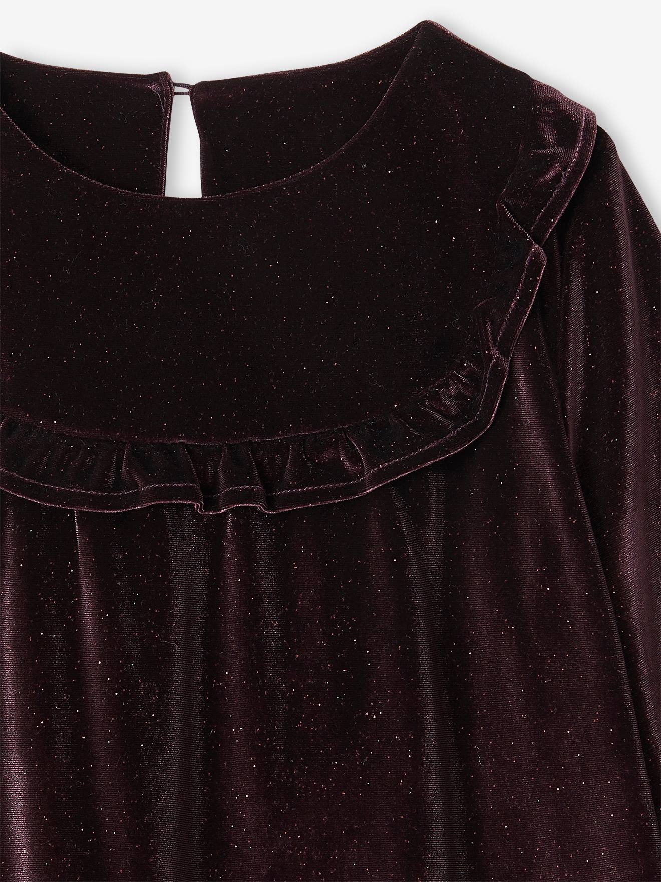 Vertbaudet Festliches Mädchen Samtkleid - pflaume